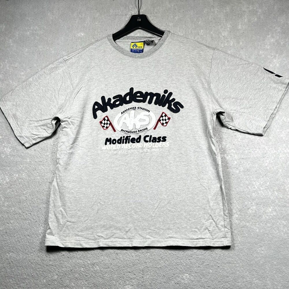 Y2K Vintage Akademiks Stadium Mens Large Gray Modified Class Embroidered